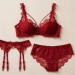 Red Lace Lingerie Set With Garter Belt